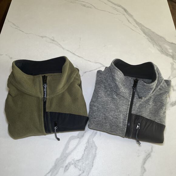 Lands End Mens Lot of 2 Fleece Vests Full Zip With 3 Zip Pockets Gray Green Sz L - Picture 16 of 16